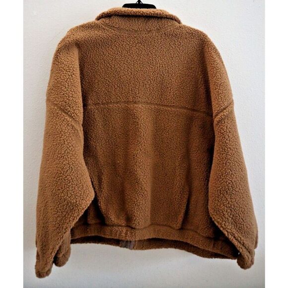 Old Navy Women's Sz XL Braised Tofu Brown Slouchy Sherpa Full Zip Jacket - Picture 2 of 6